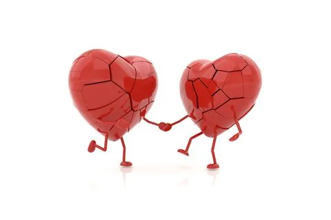 Heart model with heartbroken concepts. 3D rendering. Stock Illustration