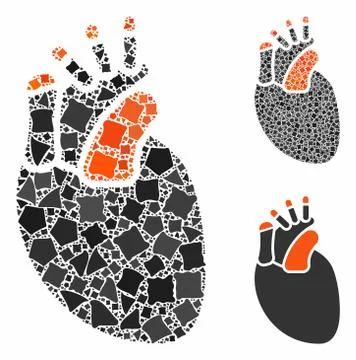 Heart Mosaic Icon of Rugged Elements Illustrazione stock