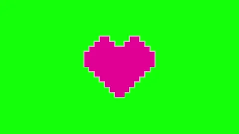 Heart Motion with Pixel - Chroma Key Green Screen Footage 库存影片 345497264