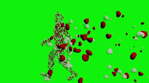 Heart moving like a man, Chroma key background Stock Footage 220534787