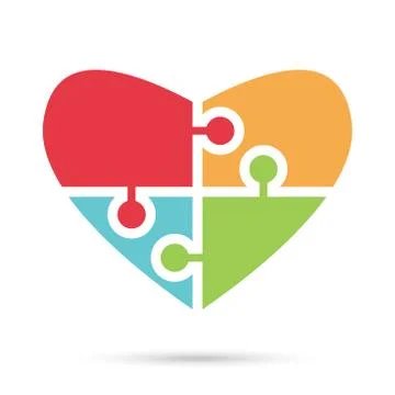 Heart of multicolor puzzles Stock Illustration