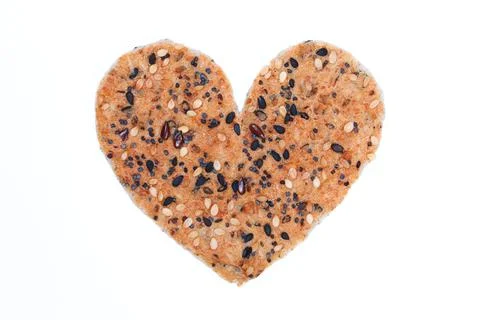 Heart Multigrain bread isolated on white Stock Photos
