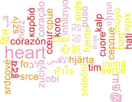 Heart multilanguage wordcloud background concept Stock Illustration