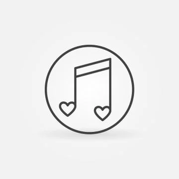 Heart Music Note vector outline icon or symbol Stock Illustration