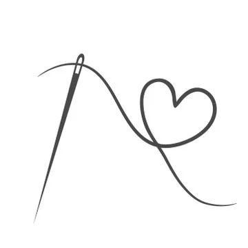 Heart with a needle thread icon for design on white. vector illustration Illustrazione stock