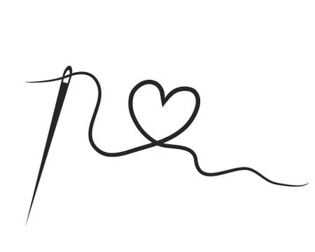 Heart with a needle thread. vector illustration Stock Illustration