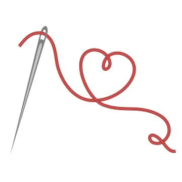 Heart with a needle thread. vector illustration 스톡 일러스트