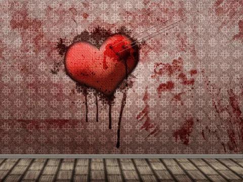 Heart with needles sticking in it Stockillustratie