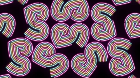 Heart neon dash line lighting moving pattern colorful, technology network Video stock 116646501