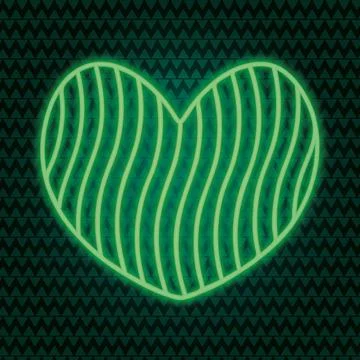 Heart. Neon glow. Wavy pattern. Stockillustratie