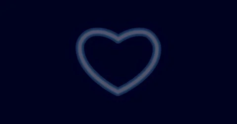 Heart Neon Light Icon, Background with motion of Blue Heart, seamless loop Stock Footage 84801672