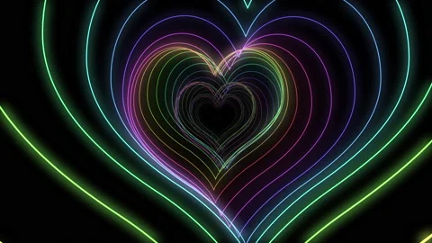 Heart Neon lines rainbow colored background Heart S2 Stock Footage 149919185
