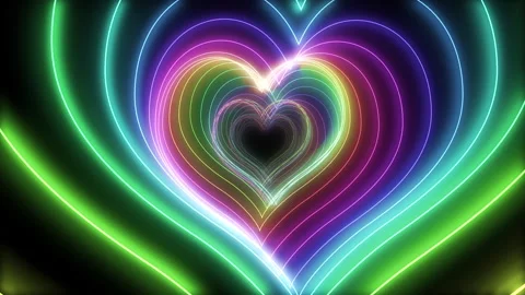Heart Neon lines rainbow colored background Heart S2B Stock Footage 162526654