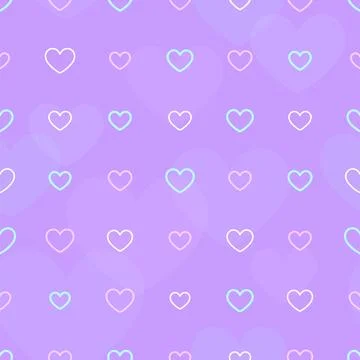 Heart neon seamless pattern background purple flat Stock Illustration