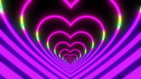 Heart Neon tunnel loop video background Stock Footage 189367335