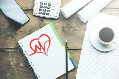 Heart in a notebook Stock Photos