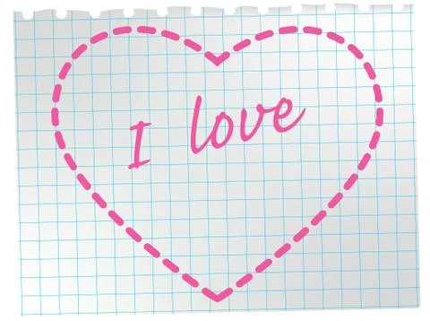 Heart on notepad sheet. Stock Illustration