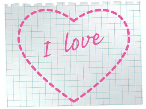 Heart on notepad sheet. Stock Illustration