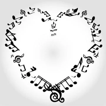 Heart notes of music Stock Illustration