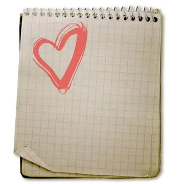 Heart  old used notebook Foto stock
