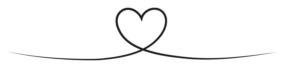 Heart one line continuous art. Love outline symbol. Stock Illustration