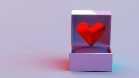 Heart in open gift box on cushion Stock Illustration