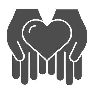 Heart in open hands solid icon. Love in arms vector illustration isolated on Stockillustratie