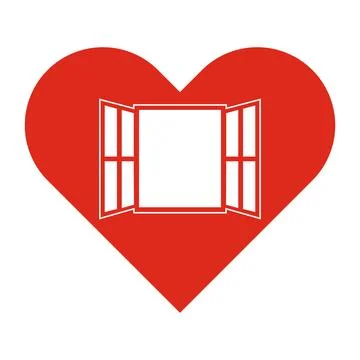 Heart with Open Window. Symbol of Hope and Connection. Vector Illustration Stock Illustration
