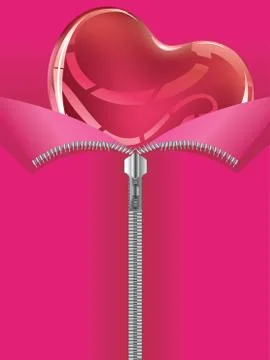 Heart with Open Zipper Stock Illustration