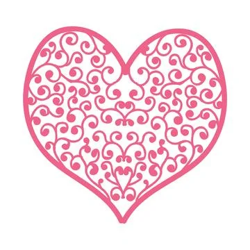 Heart with an openwork pattern. Open illustration on white background. Stock Illustration