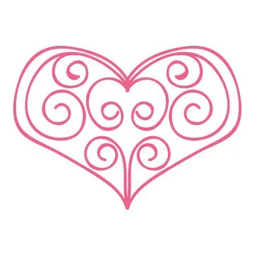 Heart with an openwork pattern. Open illustration on white background. Illustrazione stock