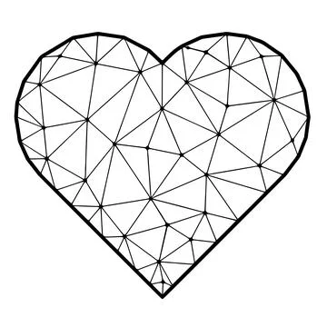 Heart or like symbol polygonal vector icon isolated on white background. Stock Illustration