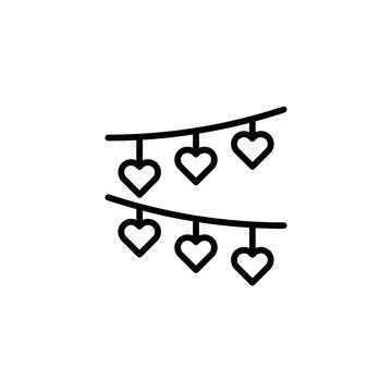 Heart ornaments hanging on a string symbolize love celebration design graph.. Stock Illustration