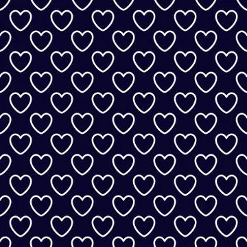 Heart outline pattern vector background. Dark blue, white. Ilustración de archivo