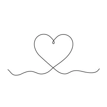 Heart outline vector. Continuous line love symbol Stock Illustration