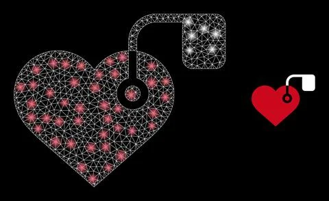 Heart Pacemaker Icon - Wire Frame Mesh with Glare Spots Illustrazione stock
