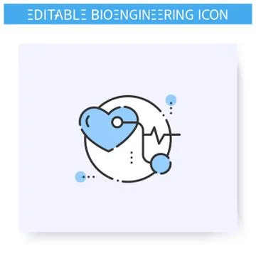 Heart pacemaker line icon. Editable illustration Illustrazione stock
