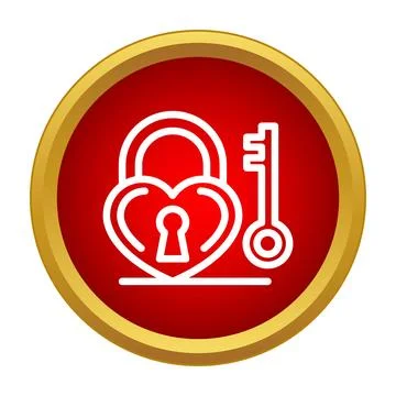 Heart padlock and key representing love security Stock Illustration