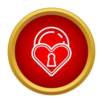 Heart padlock icon symbolizing love, security, and romance Stock Illustration