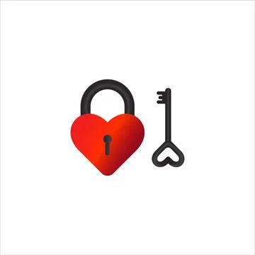 Heart padlock with the key vector illustation isolated on white background... Stock Illustration