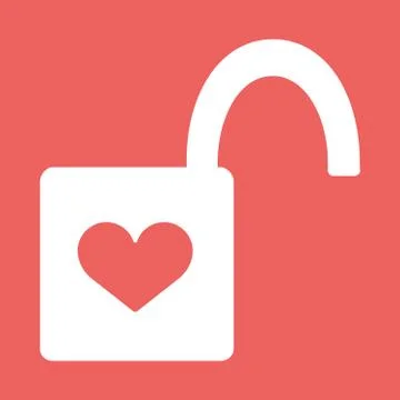 Heart Padlock open in. Flat Icon Stock-Illustration