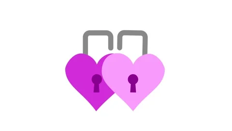 Heart Padlocks Interlocked Unlocking Animation Loop Stock Footage 341993526