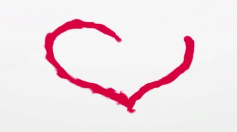 Heart painted by red on white background... | Stock Video | Pond5