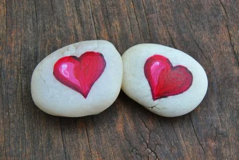 Heart painted on stone Foto stock