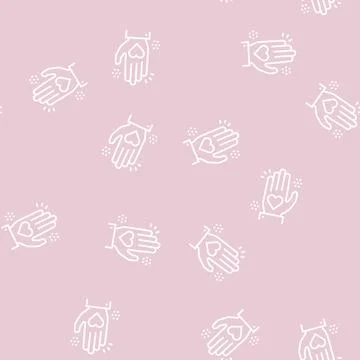 Heart on palm line seamless pattern Stock Illustration