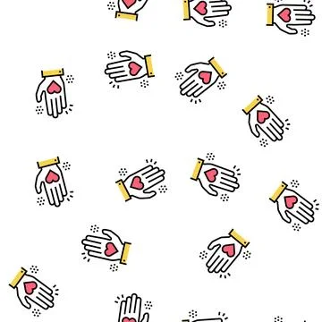 Heart on palm vector seamless pattern イラスト素材