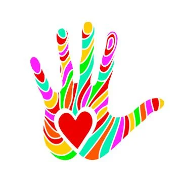 Heart in the palm of your hand. Vector illustration of the icon of cordiality Stock Illustration