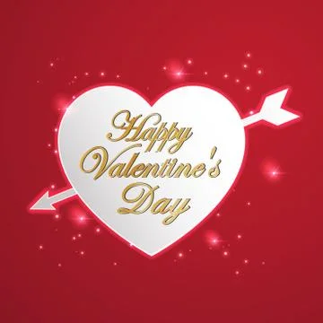 Heart paper with arrow on red background 库存插图