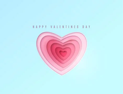 Heart paper cut multi red and pink color layers. Happy valentines day greeting Stock Illustration