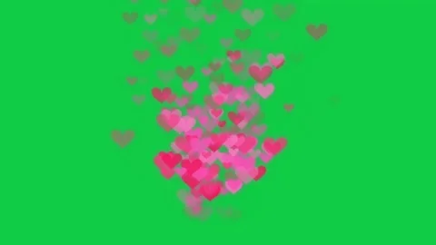 Heart particles animation with floating pink and red glowing symbols rising Stock Footage 343507821